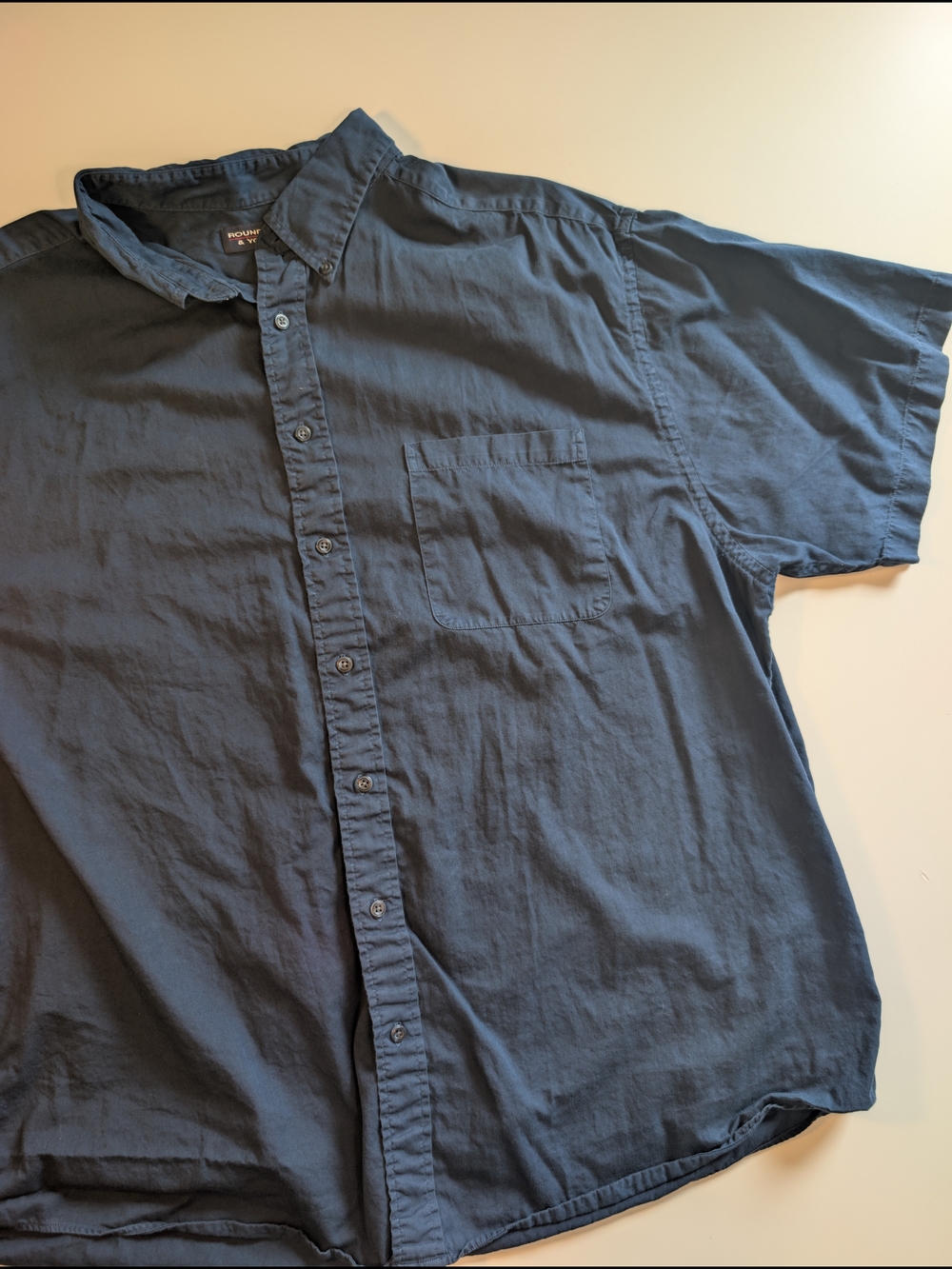 Roundtree & Yorke Navy Blue Button Down Shirt Men's Size 2X Big Short Sleeve